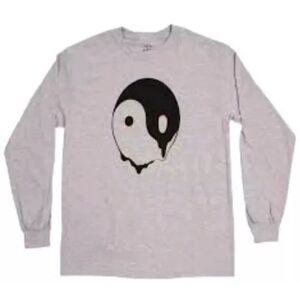 Altru Melting Ying Yang Tee Adult XL Grey Graphic T-shirt Retro Vtg 90s L/S NWT